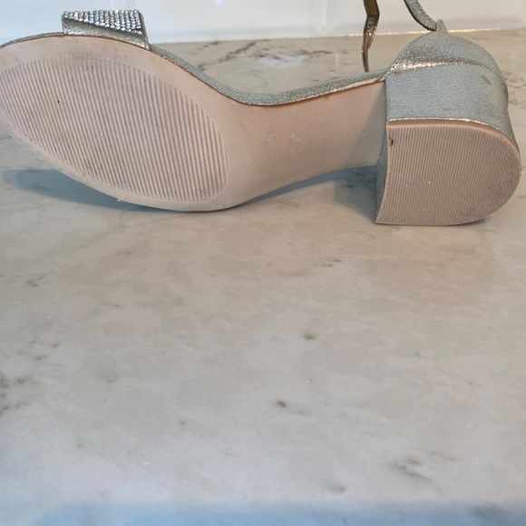 Bridal Sandal with Block Heel in Champagne Gold and Rhinestones, Size 8 - Picture 6 of 11